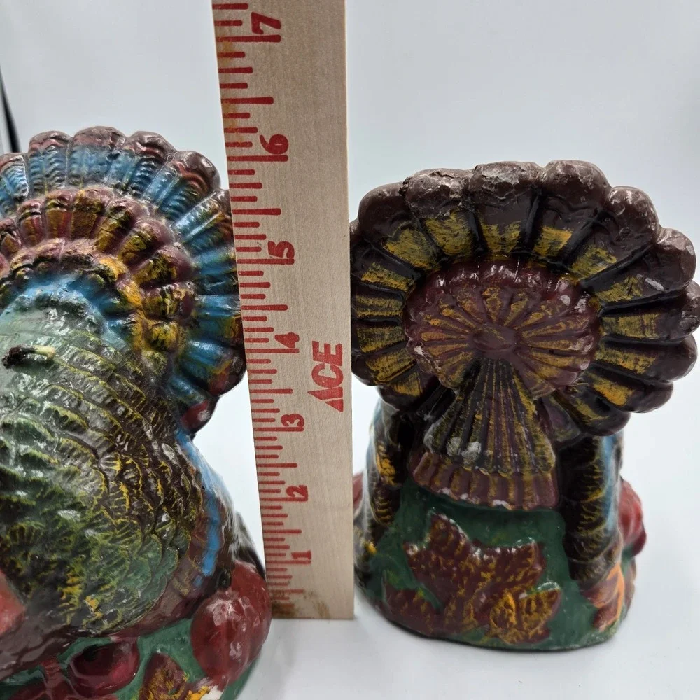 Set Vintage New Nos Turkey Candles Thanksgiving Fall 1950s MCM Colorful Primitiv